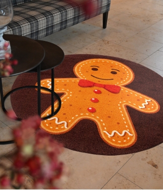 Praktiška Kalėdinė dovana apvalus kilimas Gingerbread Man