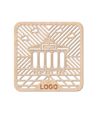 medinis pedėkliukas su įmonės logo