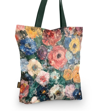pirkinių krepšys su gėlėmis