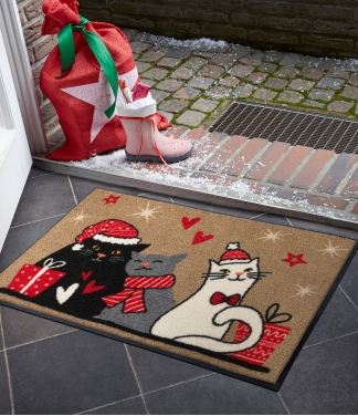 Praktiška Kalėdinė dovana kilimėlis su katinais