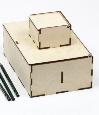 Medinė kvadratinė dovanų dėžutė D2 XS