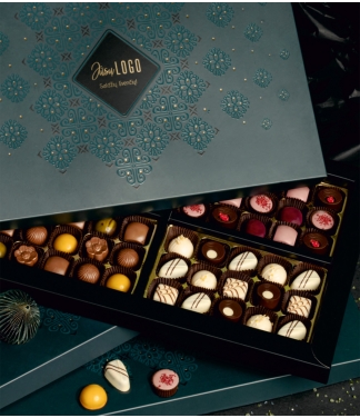 Šokoladinių saldainių rinkinys dėžutėje su įmonės logo 01