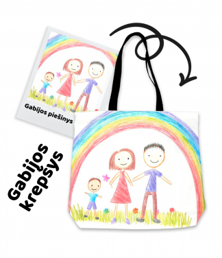 Personalizuotas krepšys su vaikų kūryba