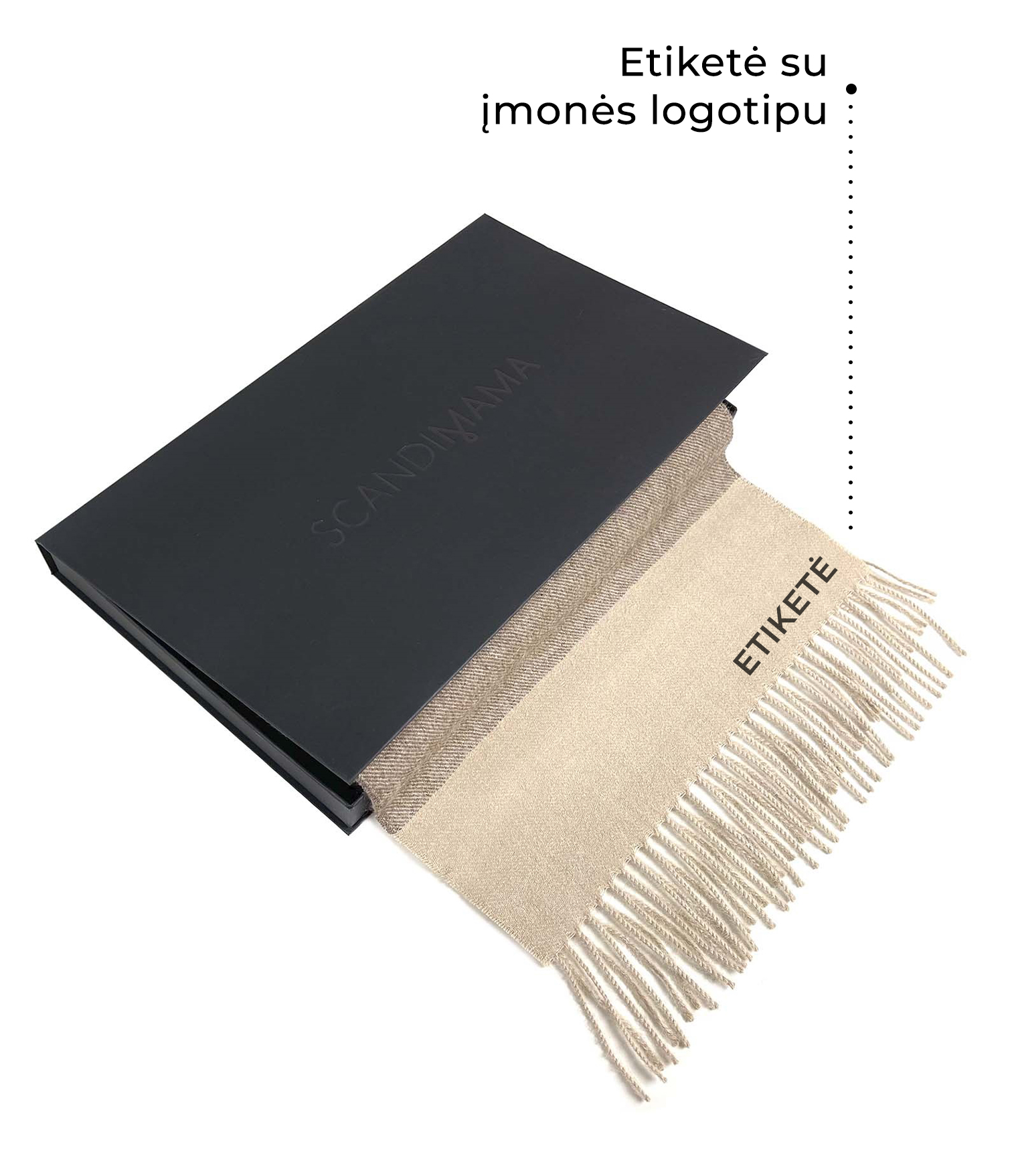 Personalizuotas smėlio spalvos juostuotas alpaka vilnos šalikas dovanų dėžutėje 4 Personalizuotas smėlio spalvos juostuotas alpaka vilnos šalikas dovanų dėžutėje 4