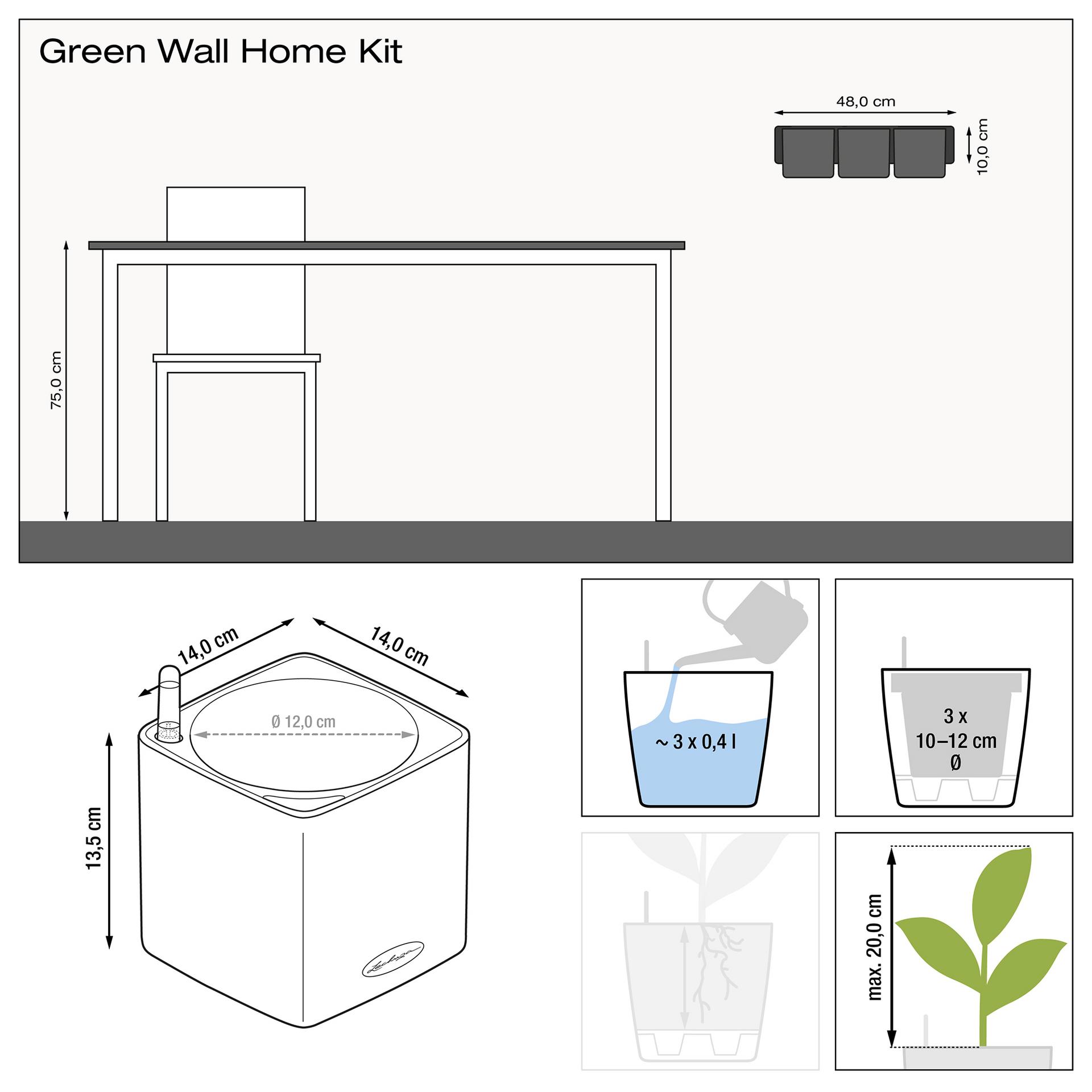 Lechuza žaliosios augalų sienos rinkinys Cube Color 14 6