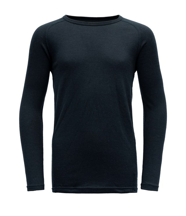 100 % Merino vilnos marškinėliai vaikams Devold Juoda merino vilnos palaidinė Devold