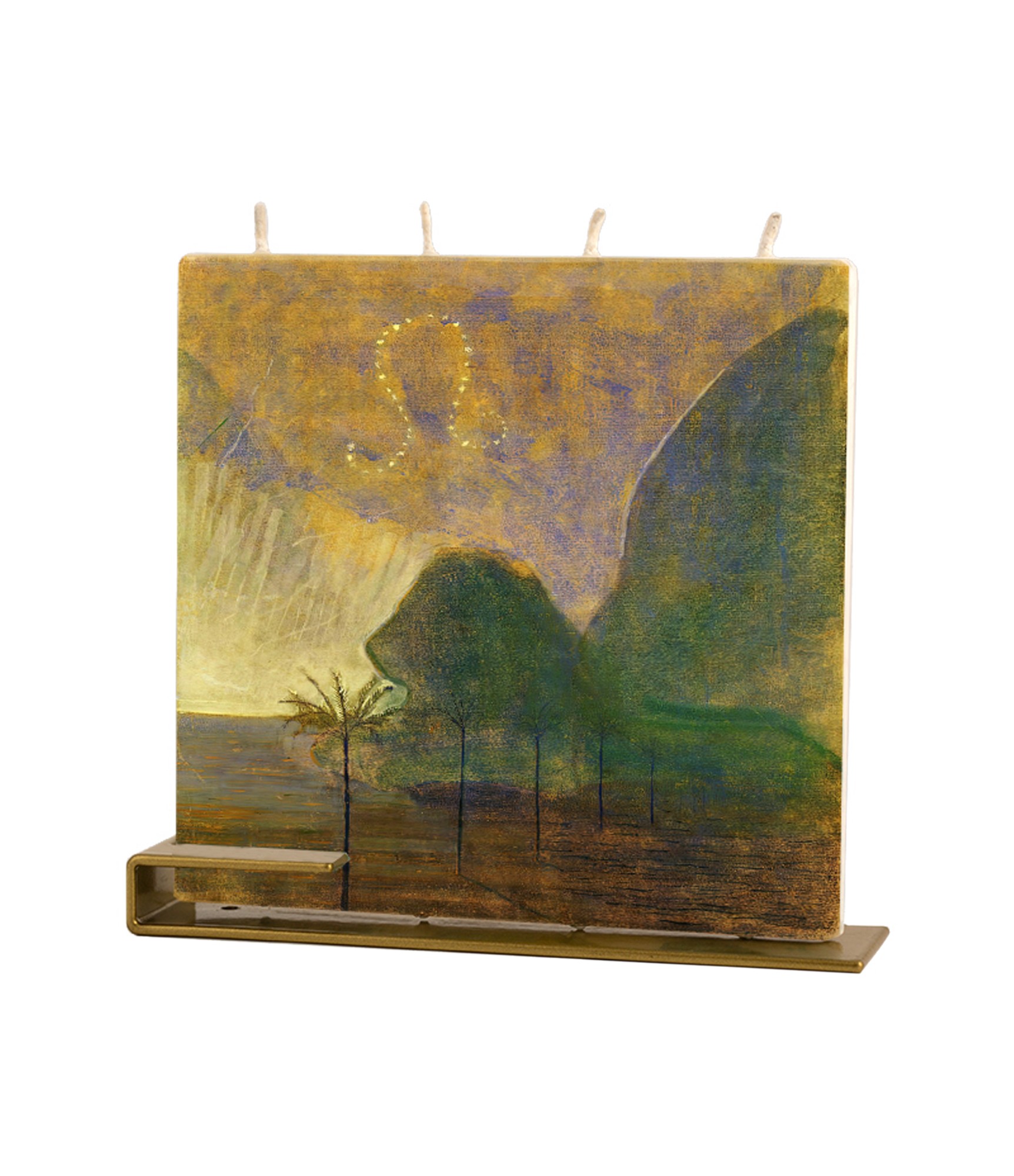 Rankų darbo žvakė su stovu M.K. Čiurlionis Zodiakai Liūtas 06 Stilinga dovana verslui žvakė su stovu Čiurlionis