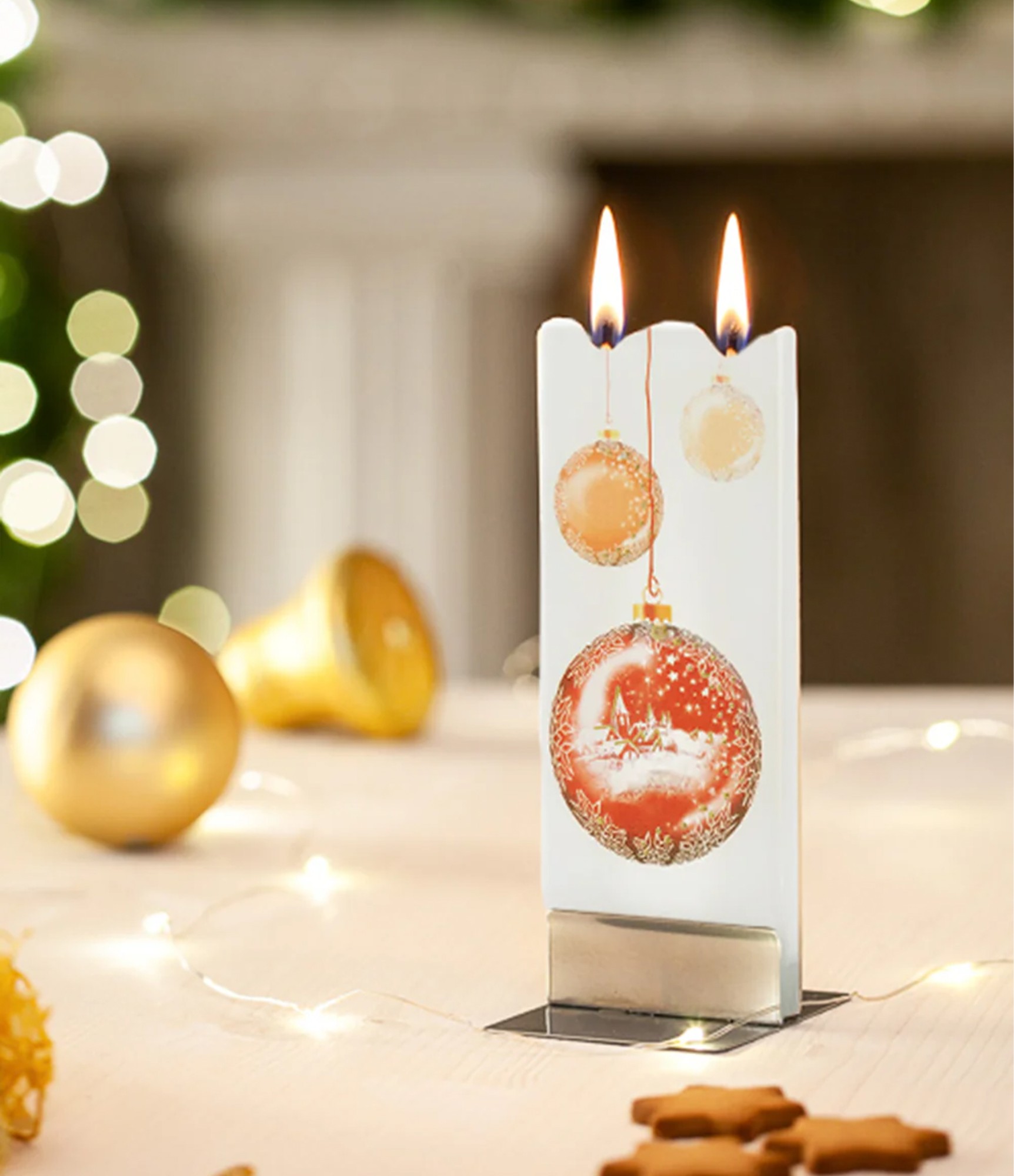 Dekoruota Kalėdinė žvakė Jingle Bells D18006 3 rankų darbo kalėdinė žvakė 3