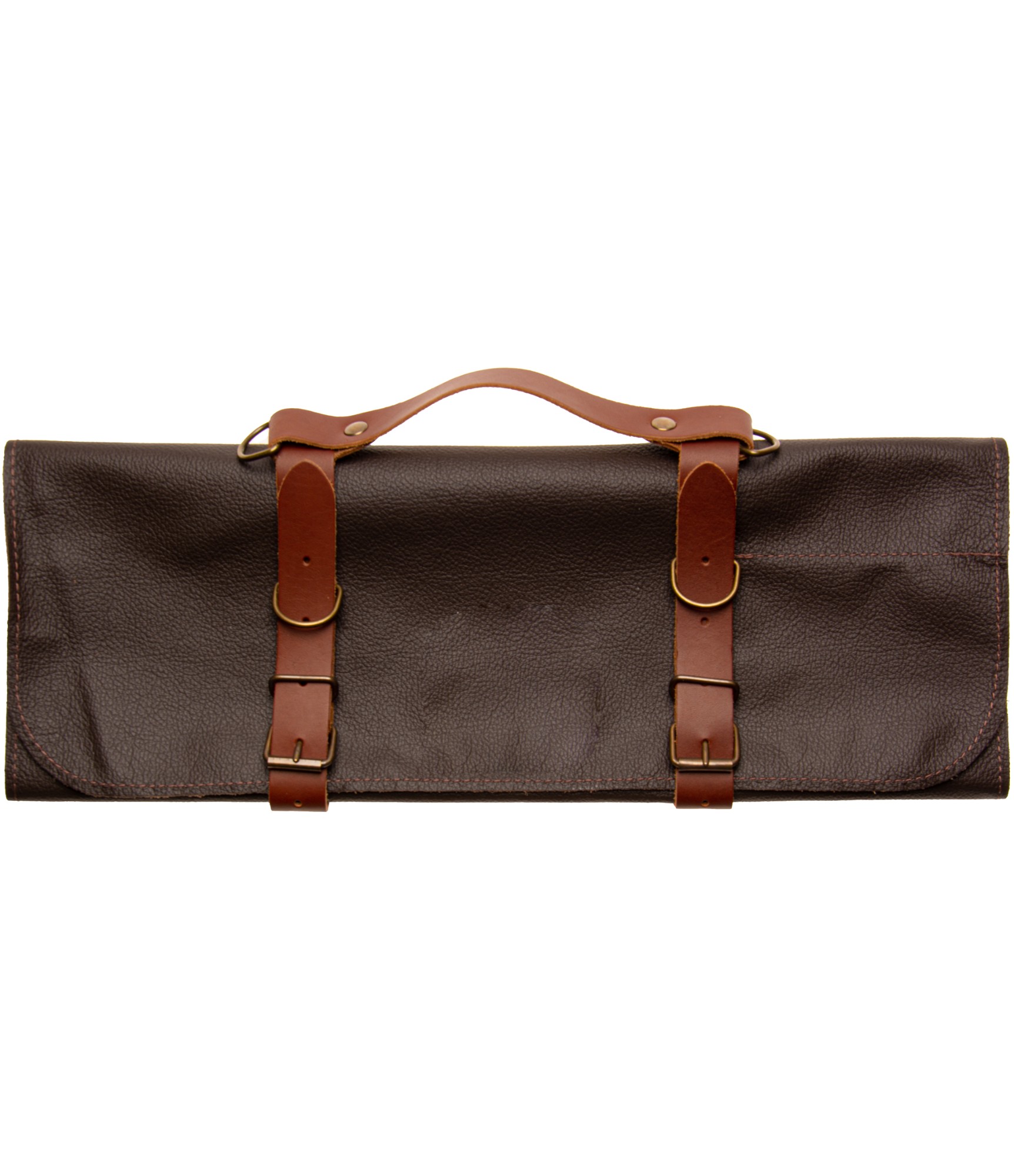 Rudas odinis peilių dėklas 10 skyrių Brown rudas odinis peilių dėklas 10 peiliai