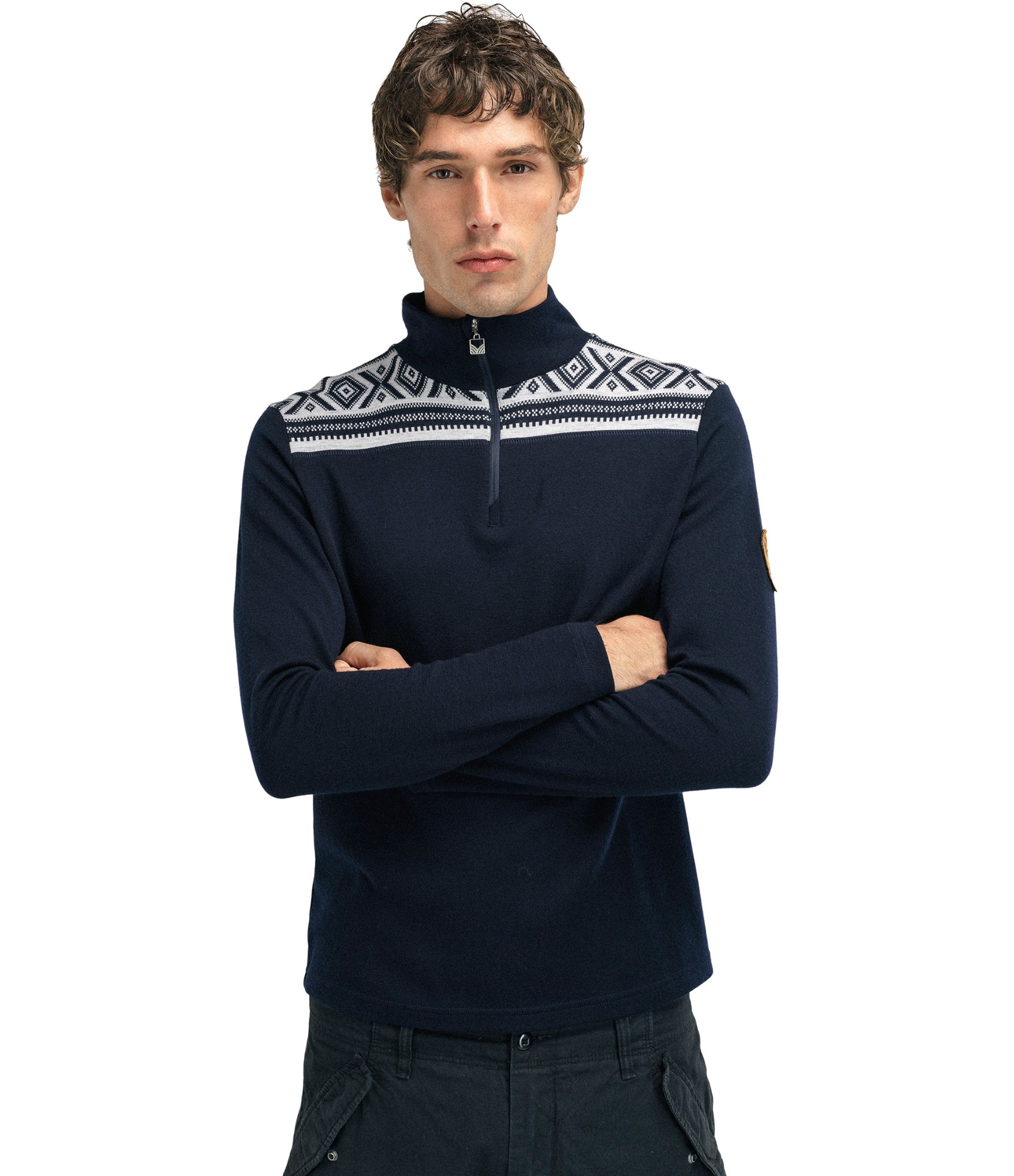 Vyriškas megztinis Merino vilna Dale of Norway Cortina Basic 6 mėlynas vilnonis megztinis vyrams 6