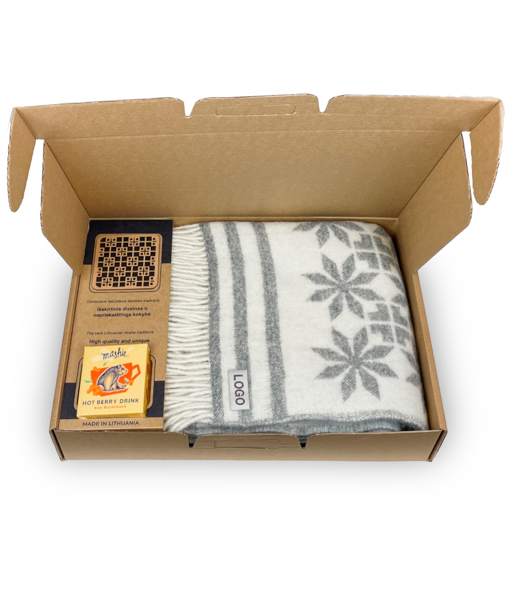 kaledines dovanos verslui pledas arbata padekliukas