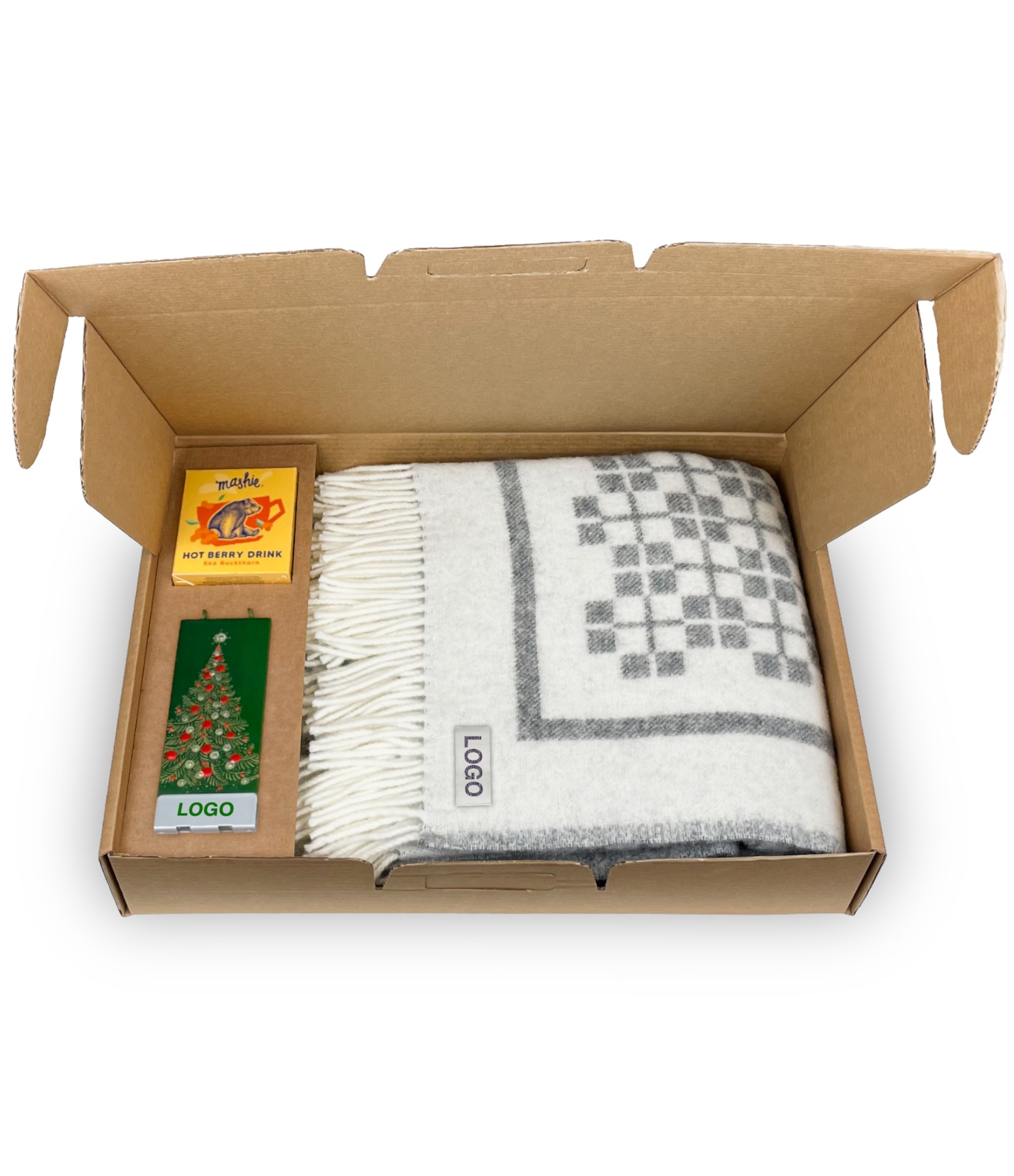 kaledines verslo dovanos pledas arbata ir zvake