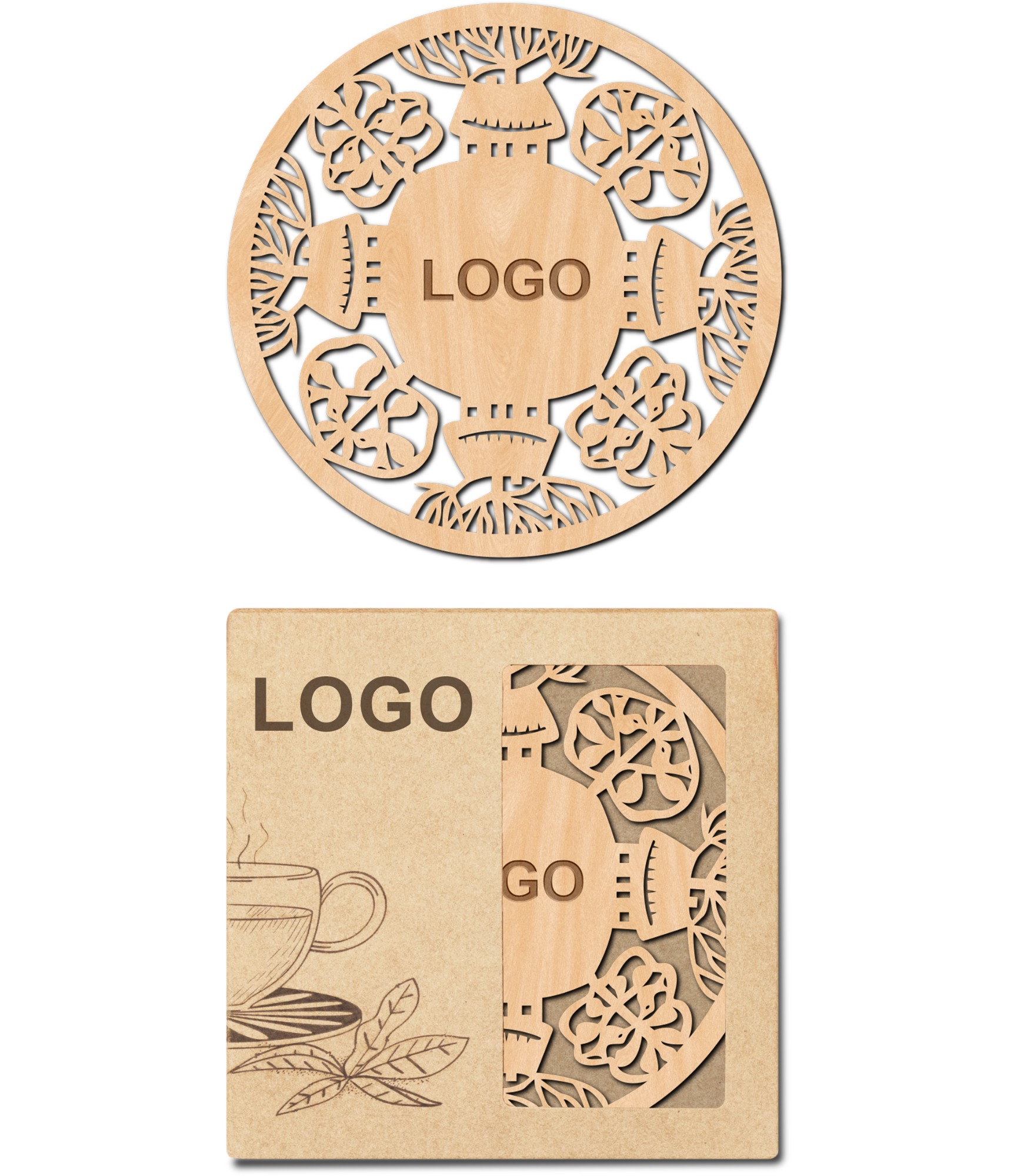 Personalizuota verslo dovana padėkliukai O205 ir pakuotė su logo