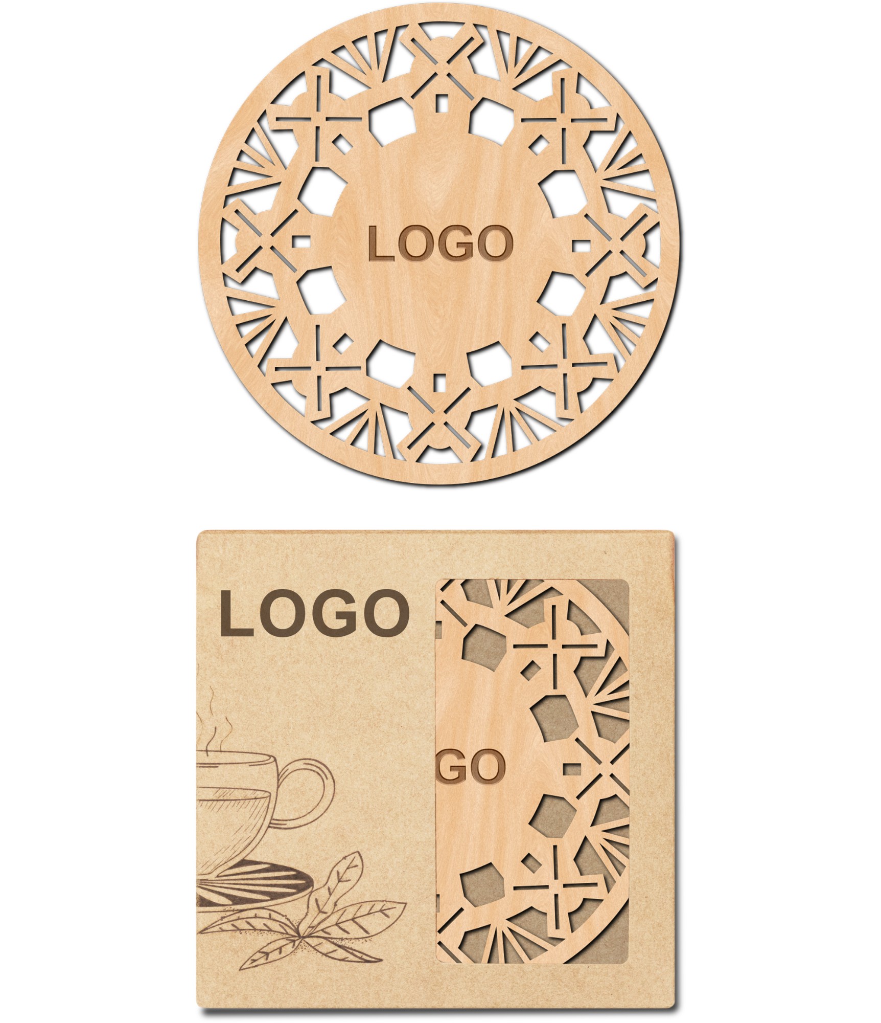 Personalizuota verslo dovana padėkliukai O207 ir dėžutė su logo