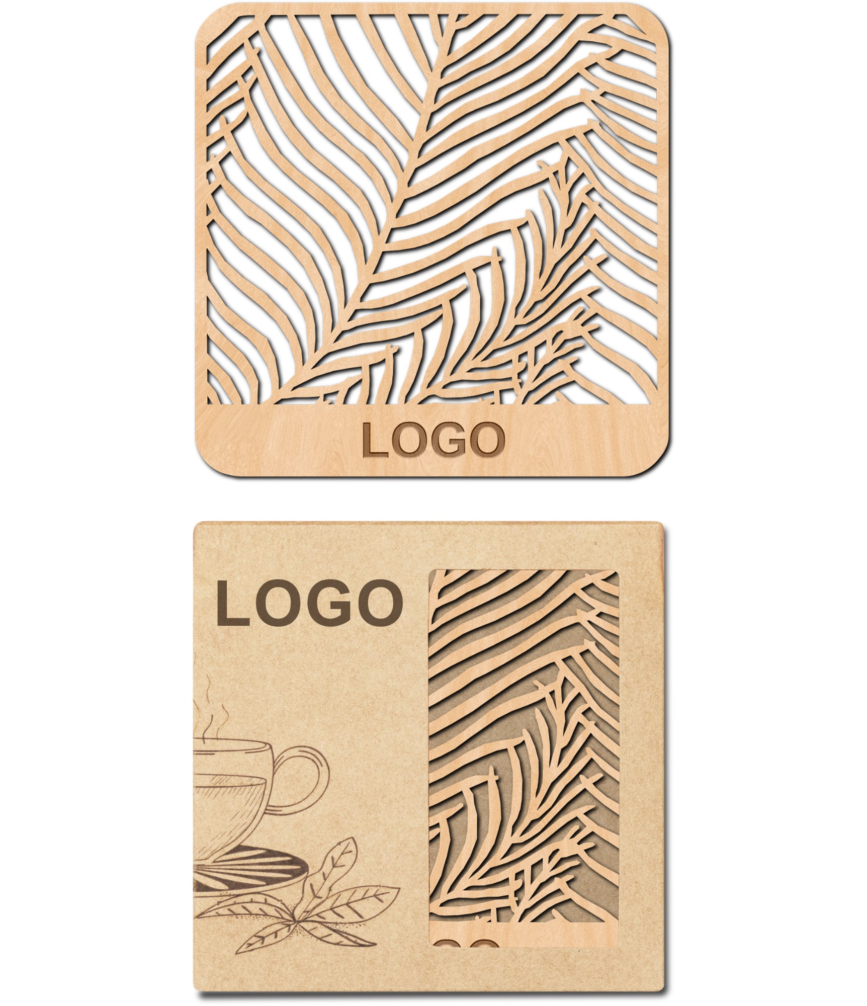 Dovana verslui mediniai padėkliukai H11 ir dėžutė su logotipu