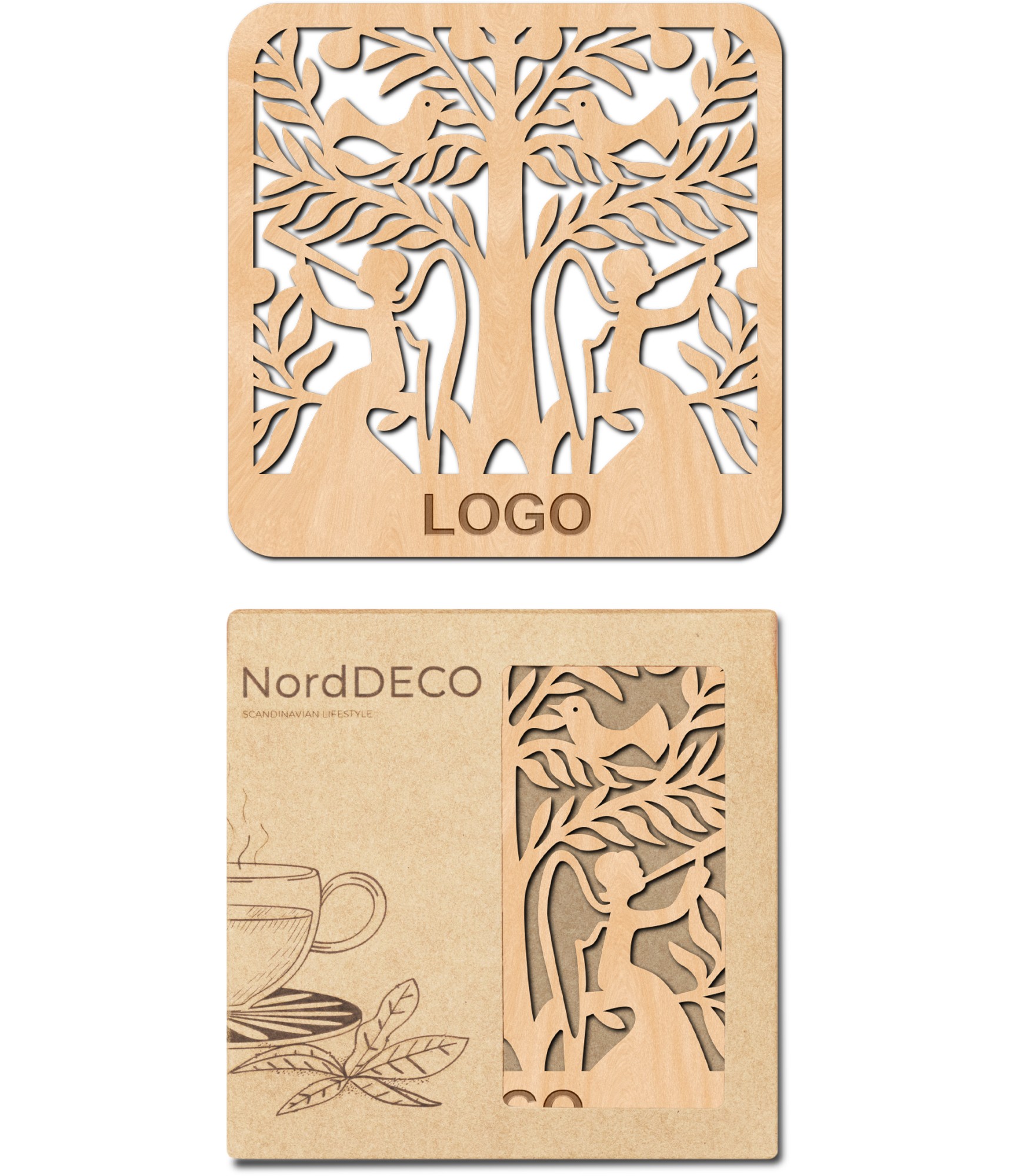 Stalo padėkliukai H222 su logo ir dėžutė