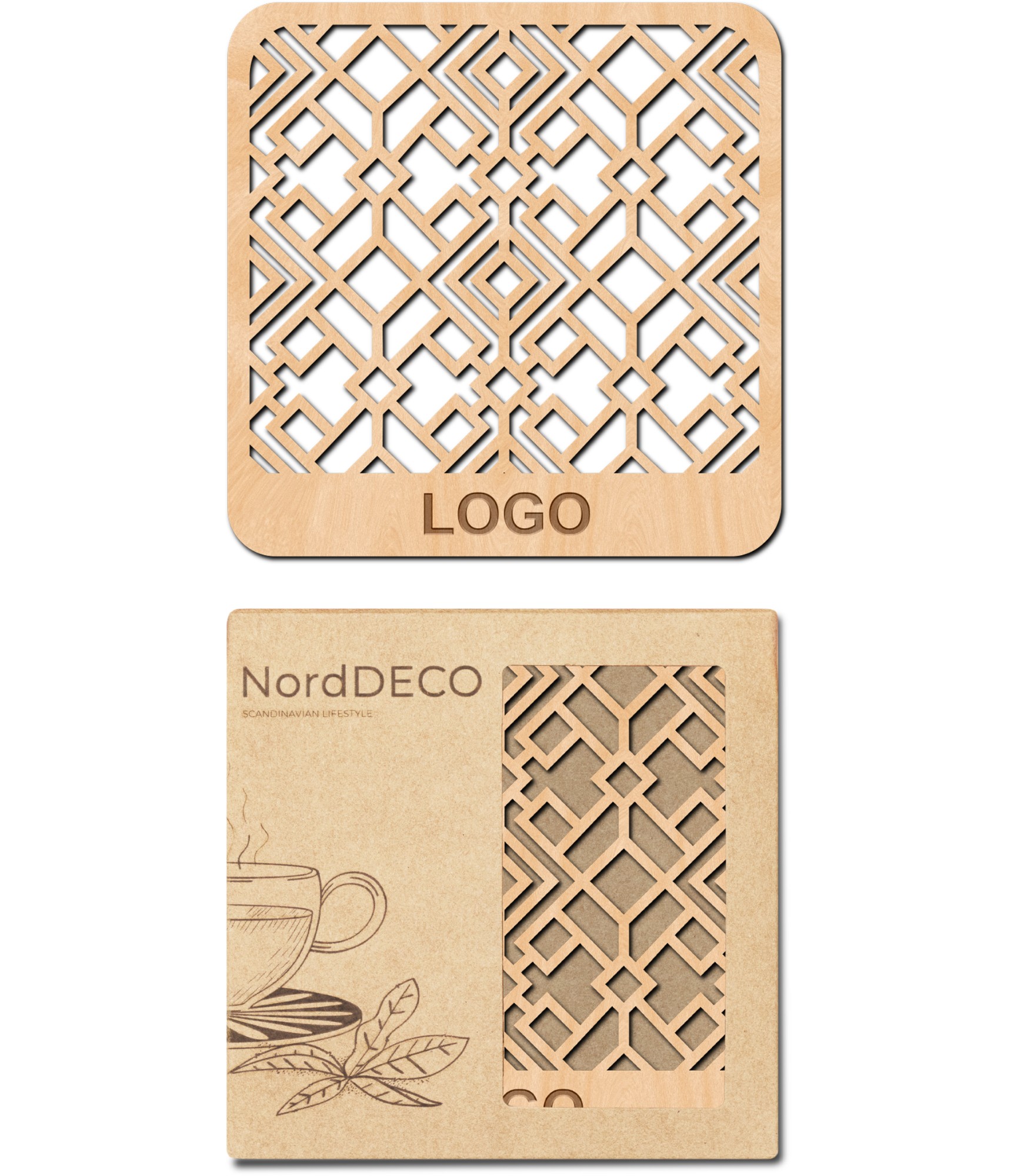 Mediniai padėkliukai Aukštaičiai su logo ir pakuotė
