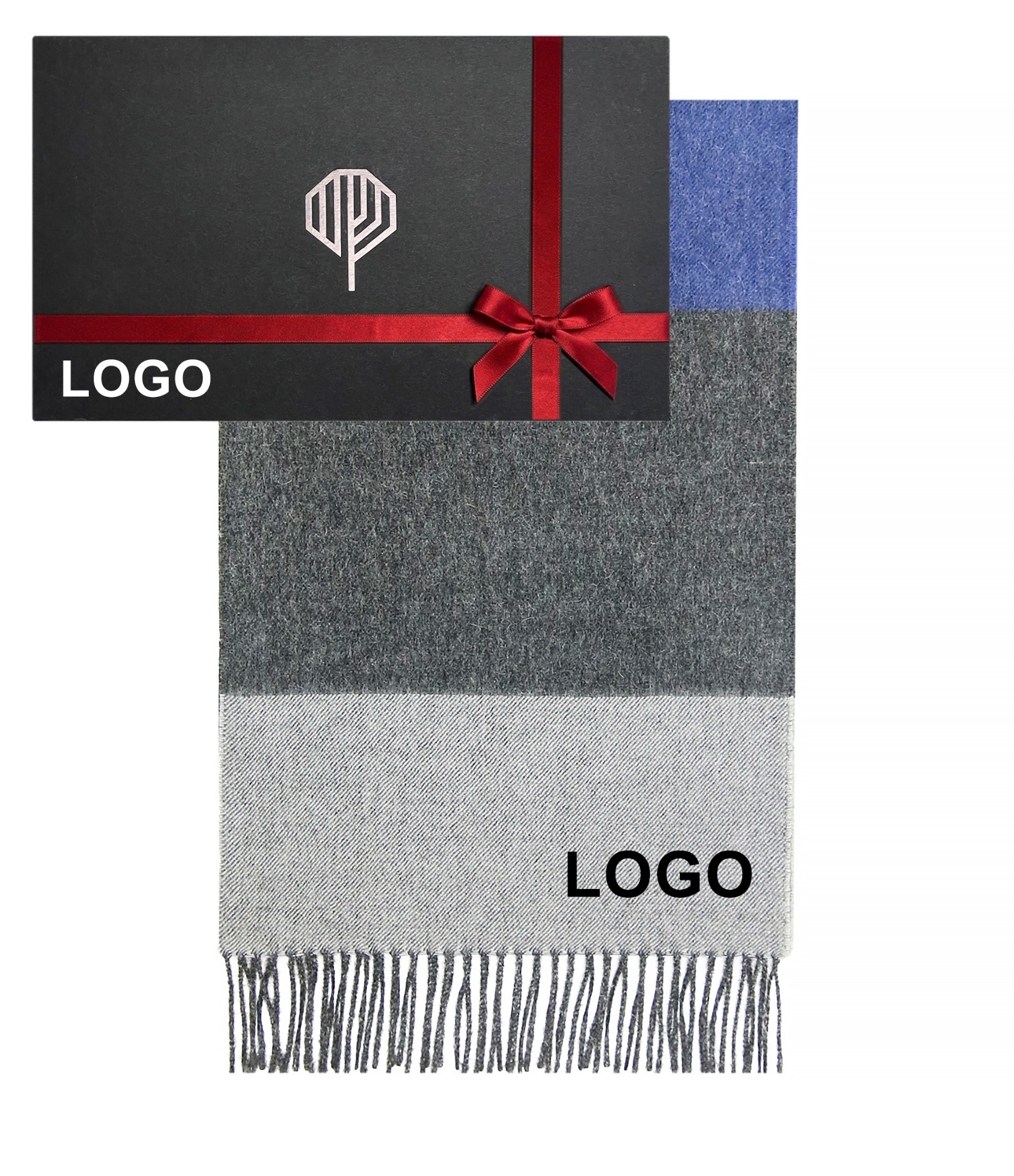 Stilingas šalikas ir dėžutė su logotipu