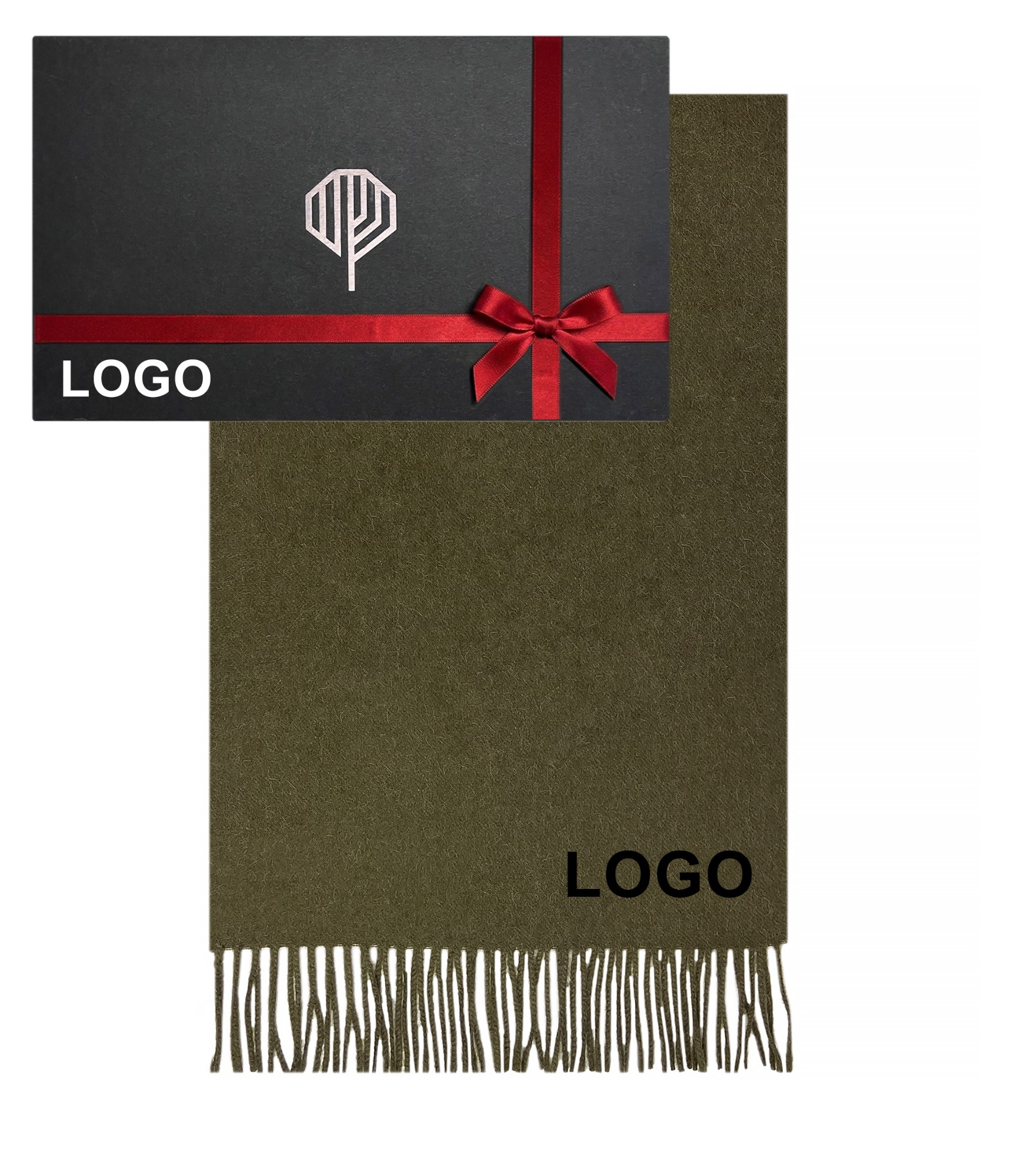 Verslo dovana vilnonis šalikas ir dėžutė su logo