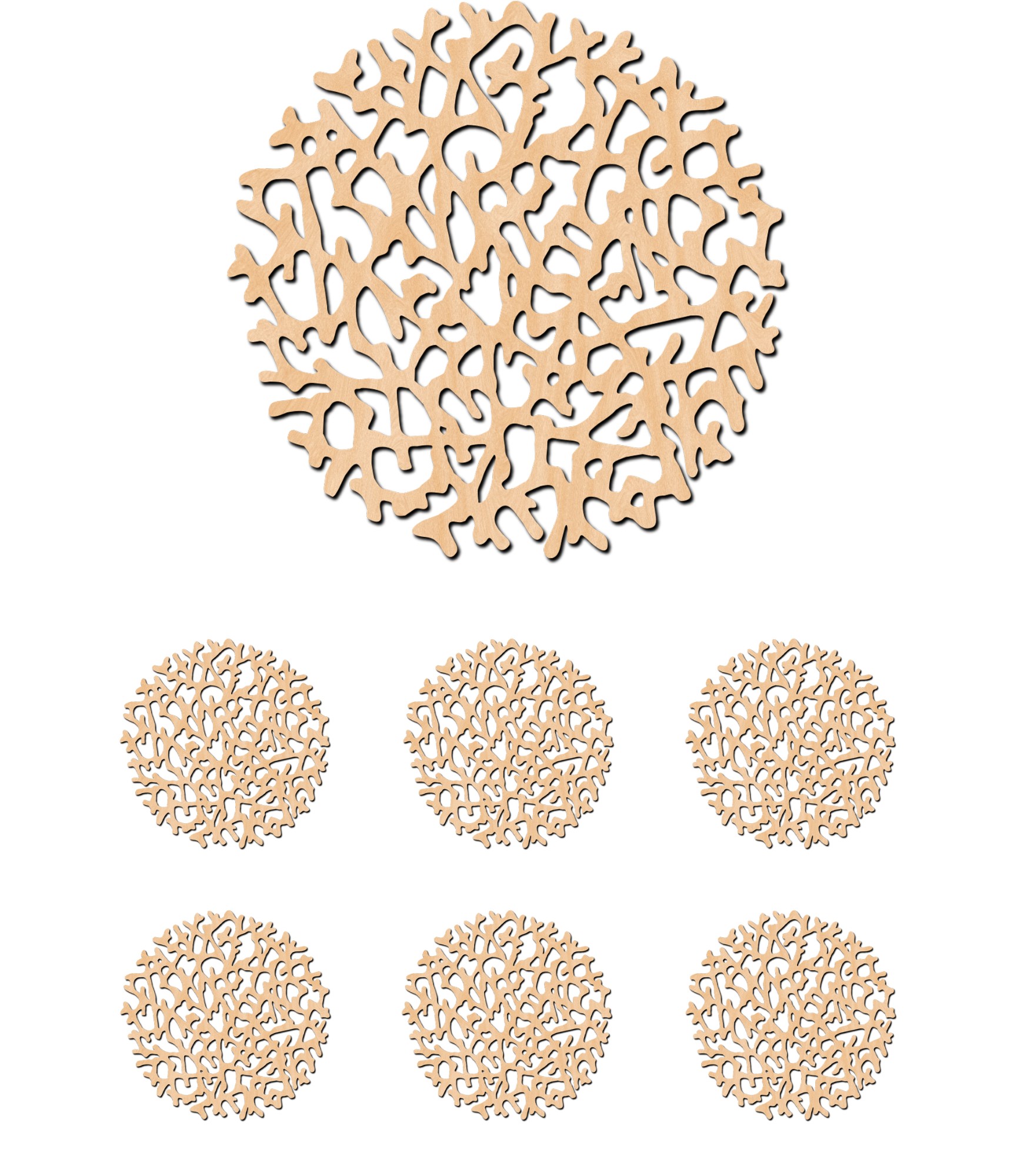 Mediniai padėkliukai rinkinys Sea Coral