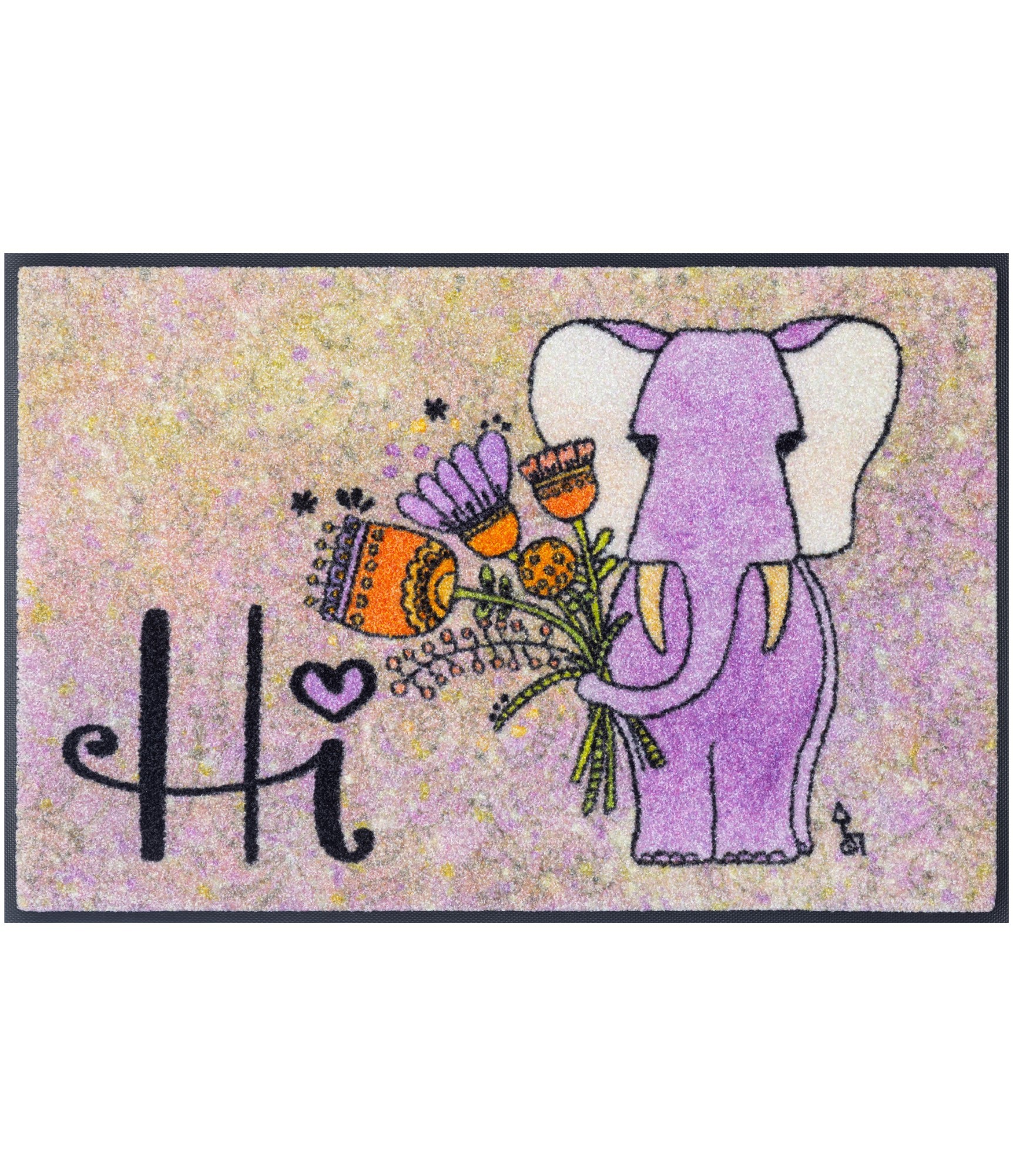 Durų kilimėlis su drambliuku ir gėlėmis Lucky Elephant