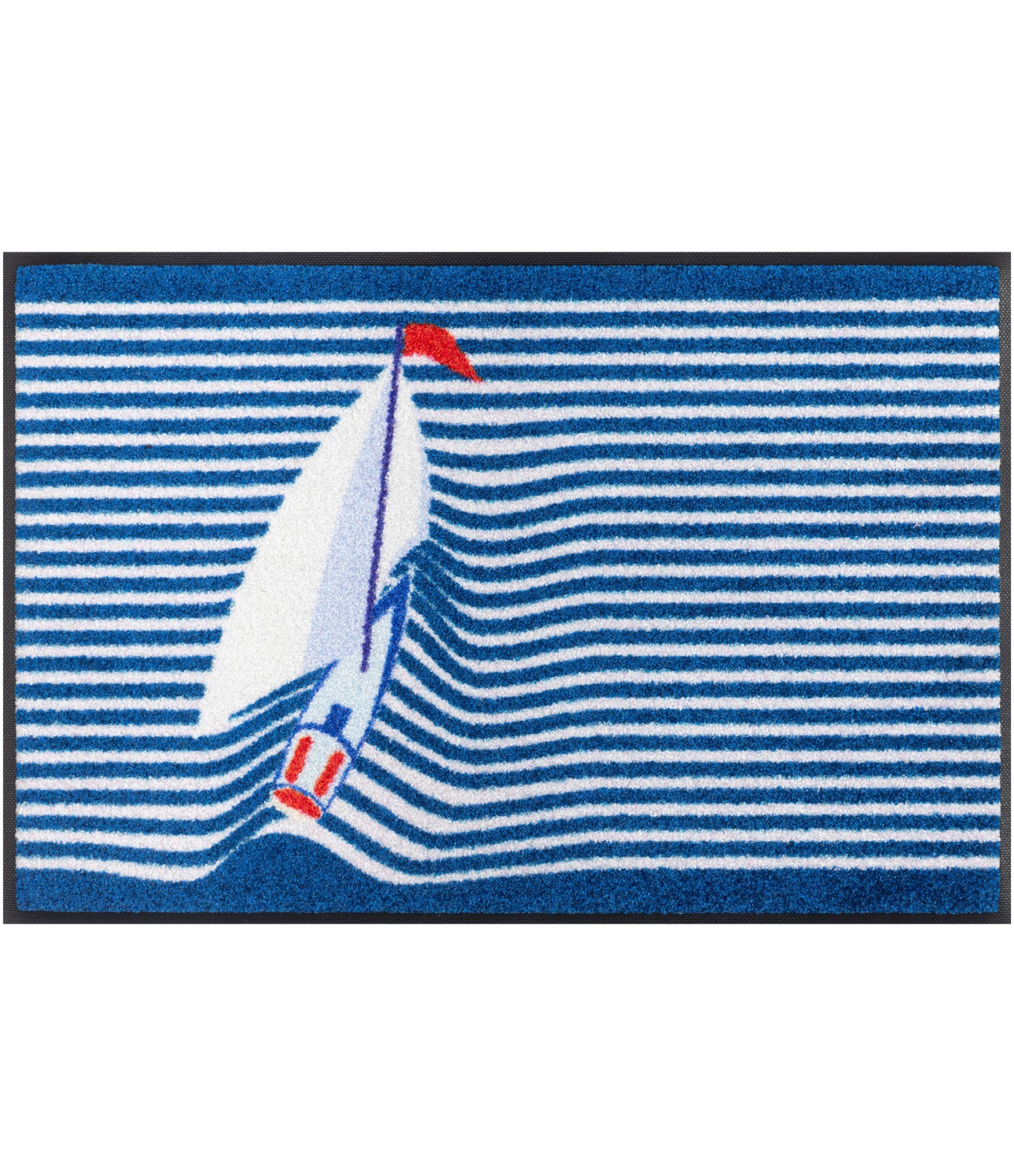 Mėlynas durų kilimėlis su laiveliu Sailing Boat 