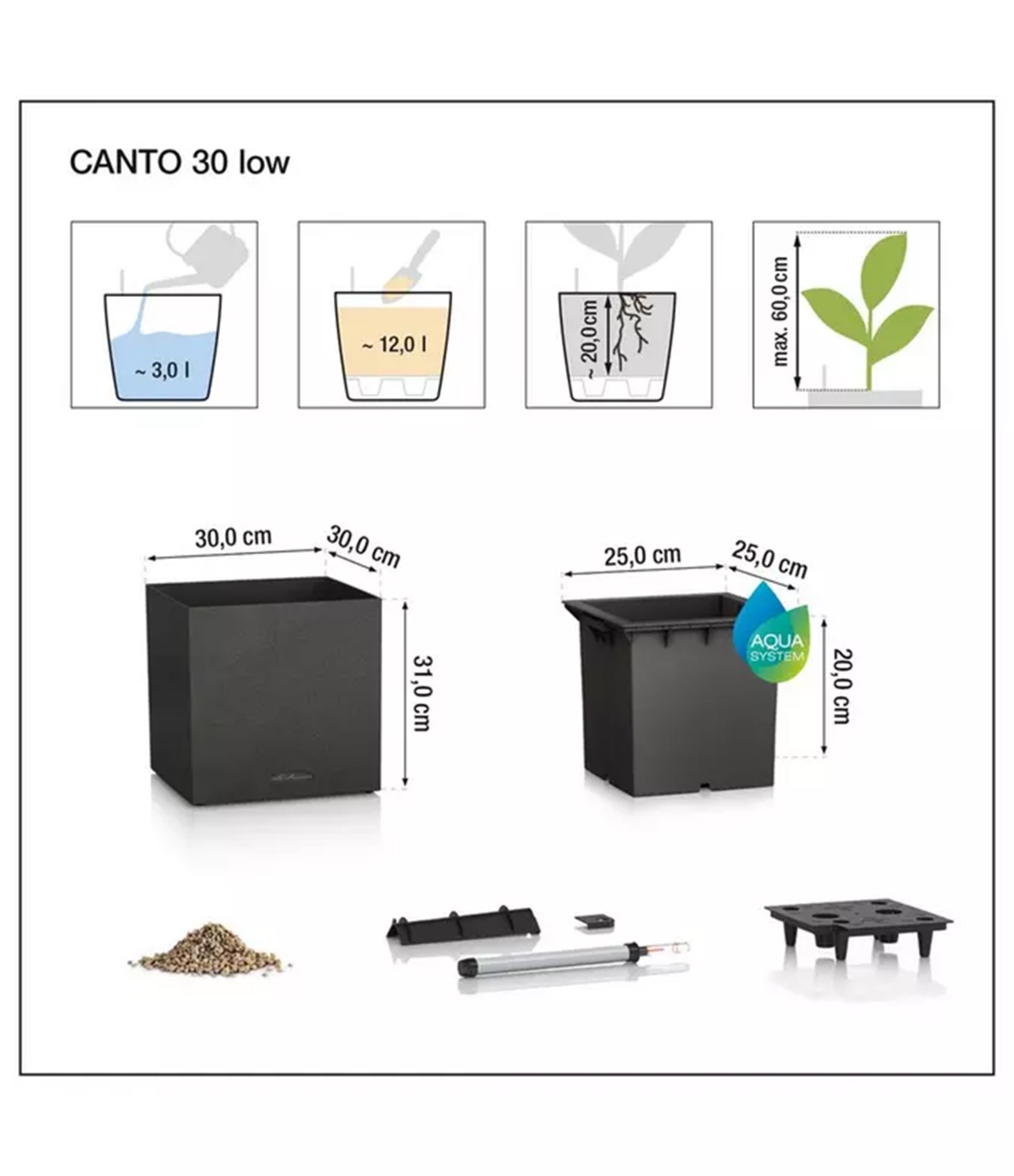 Lechuza vazonas Canto Slatestone LED 11 Lechuza vazonas Canto Slatestone LED 11